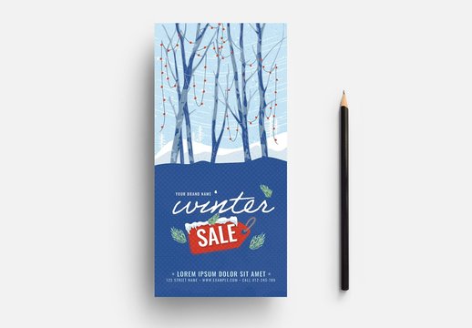 Card Layout with Winter Scene Illustration