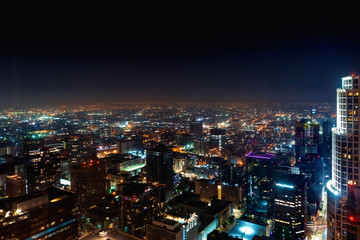 Fototapeta na wymiar Aerial view of Downtown Los Angeles, CA at night