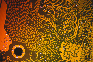 Electronic circuit board abstract background. computer motherboard close up. micro elements of...