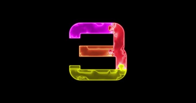 Beautiful luminous number 3 connects from 4 puzzle pieces