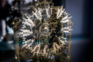 Beautiful antique open face gears clock.