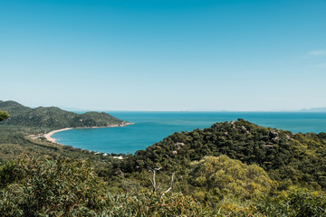 Pristine nature in Magnetic island, Australia, beautiful view on the ocean and green tropical forest below