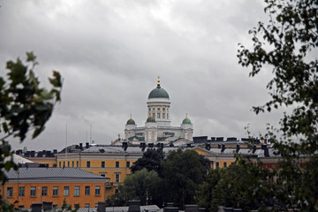 The Helsinki cathedral with the white sky