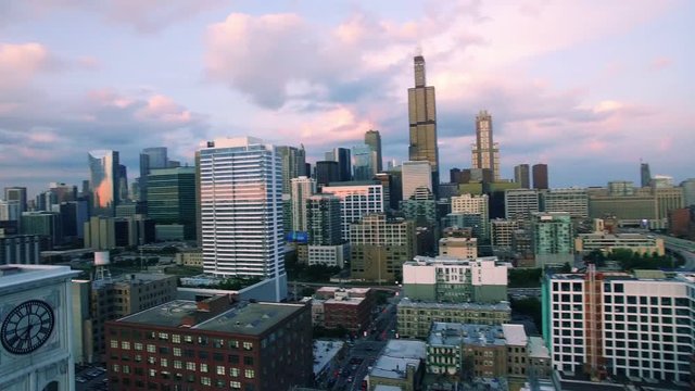 Aerial footage of Downtown Chicago