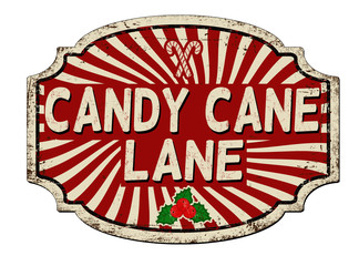 Candy cane lane vintage rusty metal sign