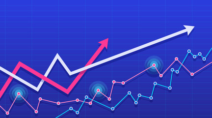 Abstract financial chart with the two arrows going up