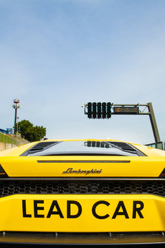 Close up rear view of Lamborghini racing lead car