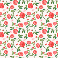 Seamless pattern with beautiful rose in vintage color. Can use for fabric textile wallpaper.
