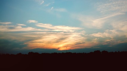 Agricultural fields. Shooting in the evening. 