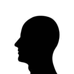 Head man icon. Isolated vector illustration. Men head silhouette male profile. Black silhouette. Man boy icon. Person illustration.