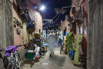Streets, walls and people of Marocco in Marrakesh medina and market