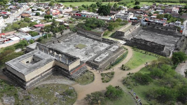 Mitla archeological zone of pyramid in Oaxaca Mexico. Travel adventure for wanderlust.