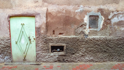 Streets, walls and people of Marocco in Marrakesh medina and market