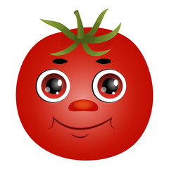 Cute cartoon tomato isolated on a white background. Flat style.