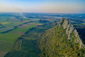 Aerial landscape in Nakhon Sawan, Thailand. Khao Nor, Khao Kaew landmarks, famous tourist attractions of Nakhon Sawan Province Thailand