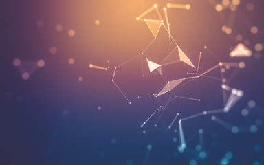 Abstract background. Molecules technology with polygonal shapes, connecting dots and lines....