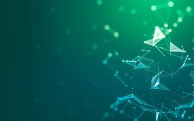Abstract background. Molecules technology with polygonal shapes, connecting dots and lines....