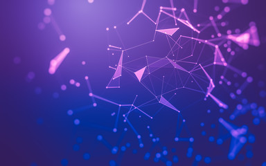 Fototapeta premium Abstract background. Molecules technology with polygonal shapes, connecting dots and lines. Connection structure. Big data visualization.