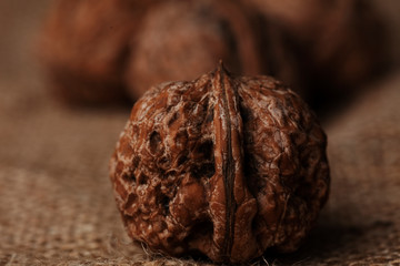 walnut photo, hard walnut shell, healthy food, snack