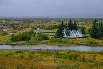 Fototapeta na wymiar Landscape in the Thingvellir National Park in Iceland. September 2019