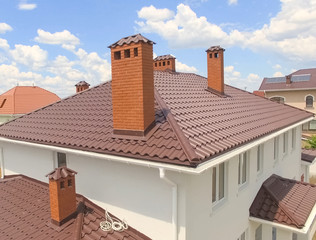 Corrugated metal roof and metal roofing. Modern roof made of met