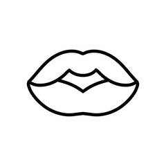 female lips mouth icon on white background thick line