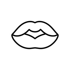 female lips mouth icon on white background thick line