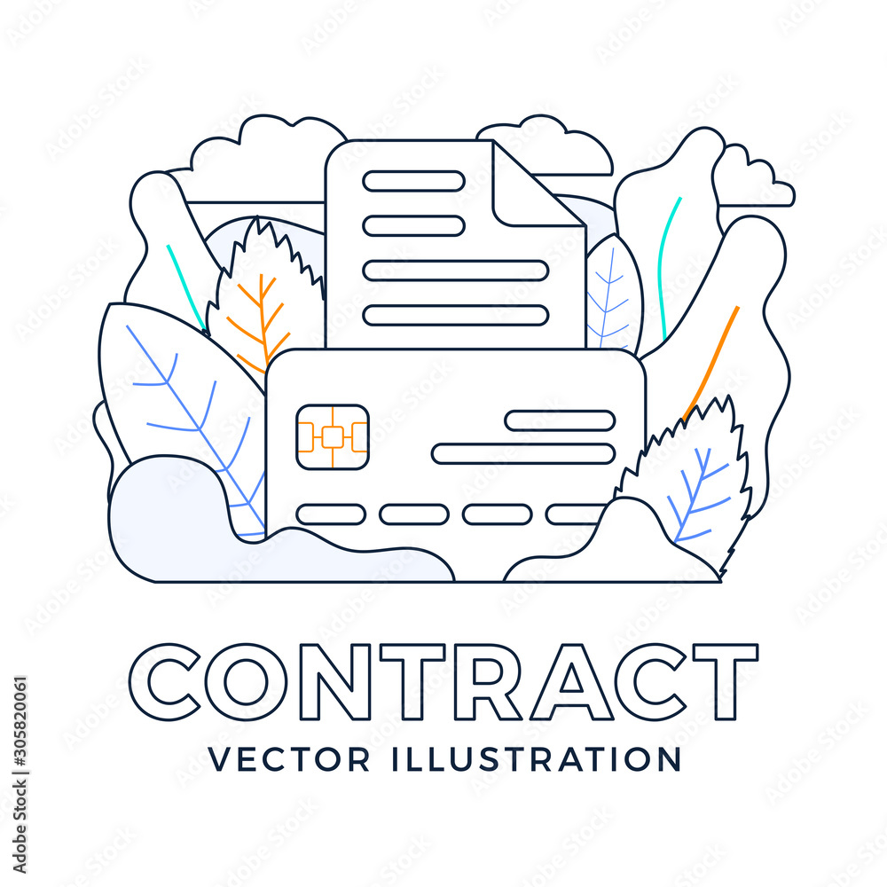 Poster bank document with credit card vector stock illustration isolated on a white background. the concept