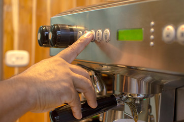  Coffee machine in action, with delicious Colombian coffee