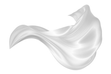 Abstract background of white wavy silk or satin. 3d rendering image.