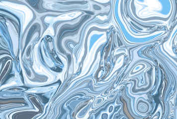 Soft blue abstract liquid paint textured frame with decorative spirals and swirls. Light color background for modern creative trendy design, marble texture style for illustrations
