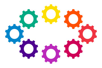 colorful gears on white background