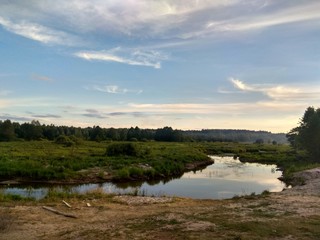 landscape with river and clouds