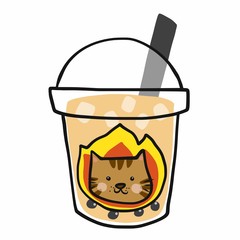Cat bubble milk tea cartoon vector illustration