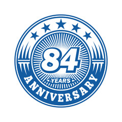 84 years logo. Eighty-four years anniversary celebration logo design. Vector and illustration.