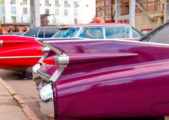 Classical American Vintage car. Back lights detail.