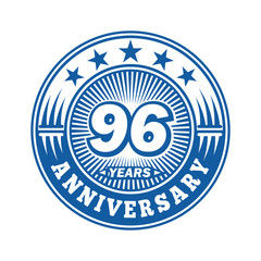 96 years logo. Ninety-six years anniversary celebration logo design. Vector and illustration.