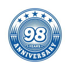 98 years logo. Ninety-eight years anniversary celebration logo design. Vector and illustration.