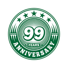 99 years logo. Ninety-nine years anniversary celebration logo design. Vector and illustration.