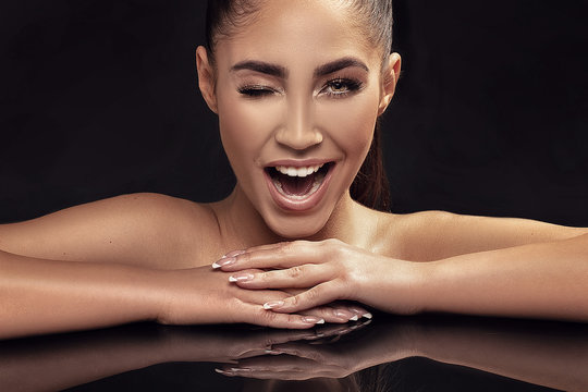 Beautiful face of attractive elegant model.