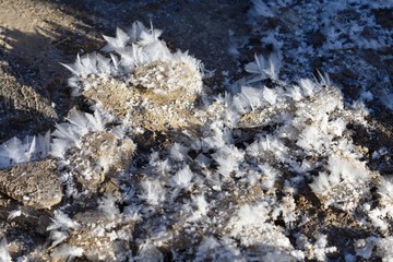 white water crystals on a frosty morning