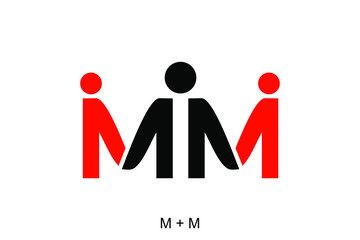 letter M with people concept for icon or logo design ready to use