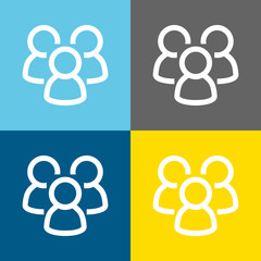 People group linear pictogram isolated on four color background