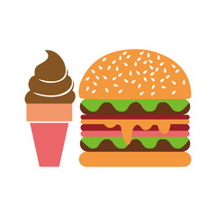hamburger. drink and ice cream icon vector design symbol