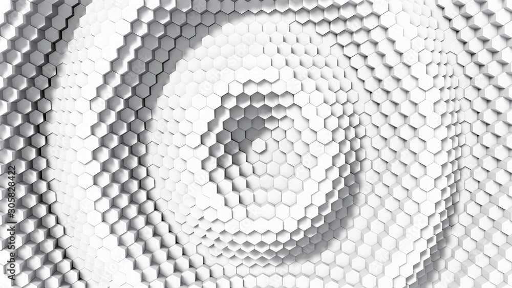 Aufkleber white hexagonal array - top view - 3d rendering