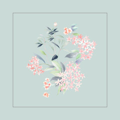 Greeting card with roses, watercolor, can be used as invitation card for wedding, birthday and other holiday and summer background