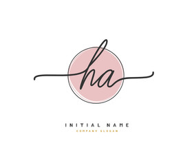 H A HA Beauty vector initial logo, handwriting logo of initial signature, wedding, fashion, jewerly, boutique, floral and botanical with creative template for any company or business.