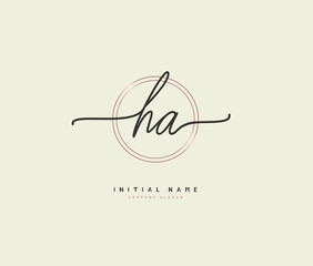 H A HA Beauty vector initial logo, handwriting logo of initial signature, wedding, fashion, jewerly, boutique, floral and botanical with creative template for any company or business.