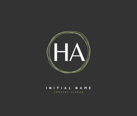 H A HA Beauty vector initial logo, handwriting logo of initial signature, wedding, fashion, jewerly, boutique, floral and botanical with creative template for any company or business.