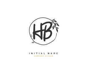 H B HB Beauty vector initial logo, handwriting logo of initial signature, wedding, fashion, jewerly, boutique, floral and botanical with creative template for any company or business.